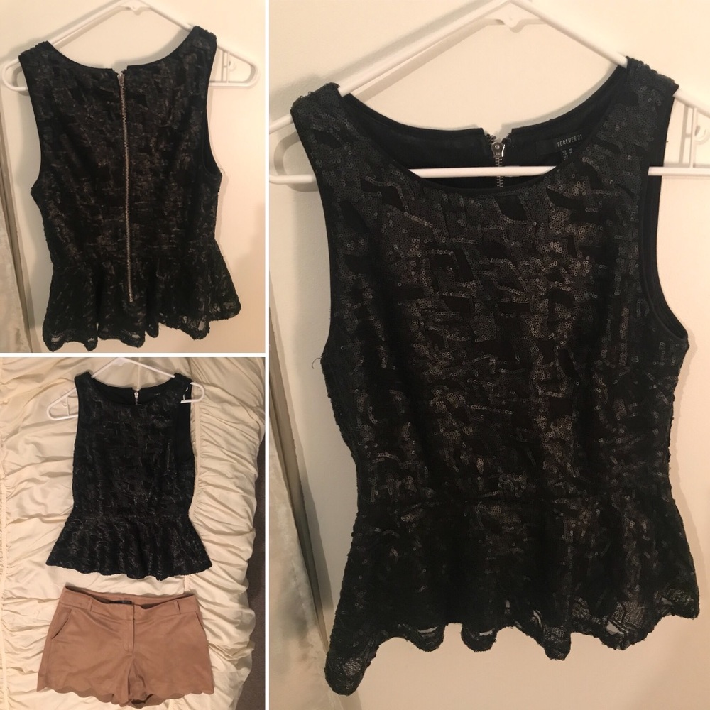 Forever 21 sequined peplum tank